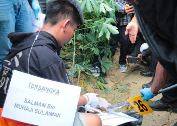 Rekonstruksi Pembunuhan Berencana Honorer SMA oleh Calon Suami di Polres Tulang Bawang 30 Adegan Diperagakan